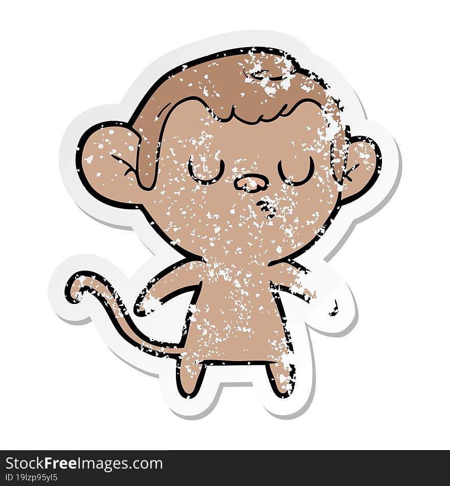 distressed sticker of a cartoon monkey