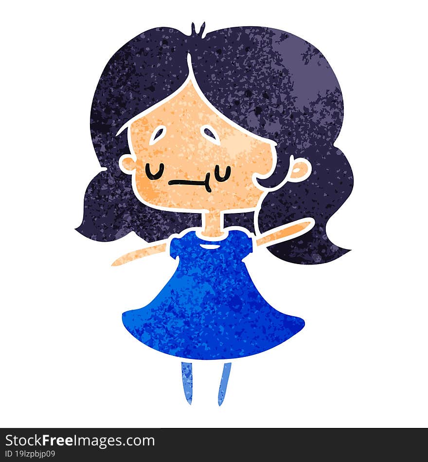 retro cartoon illustration of a cute kawaii girl. retro cartoon illustration of a cute kawaii girl