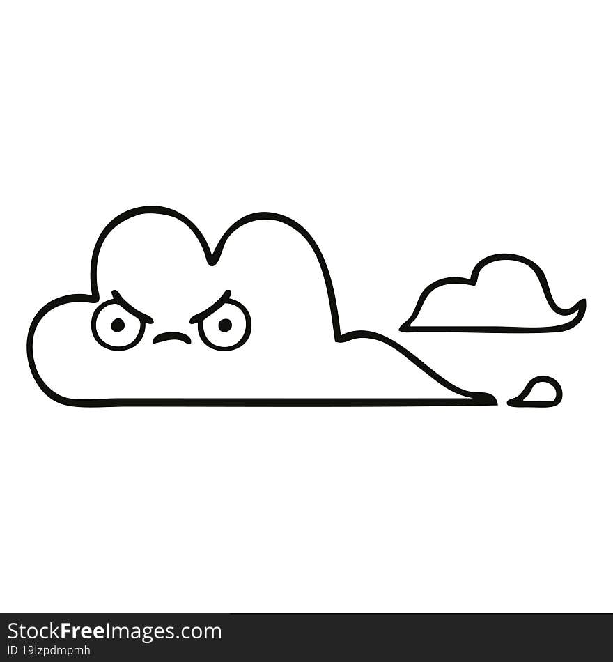 line drawing cartoon white cloud