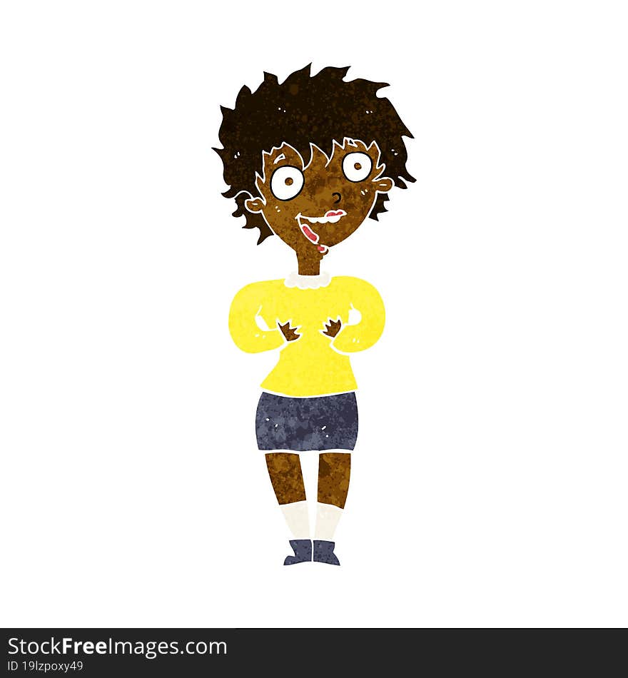 cartoon excited woman