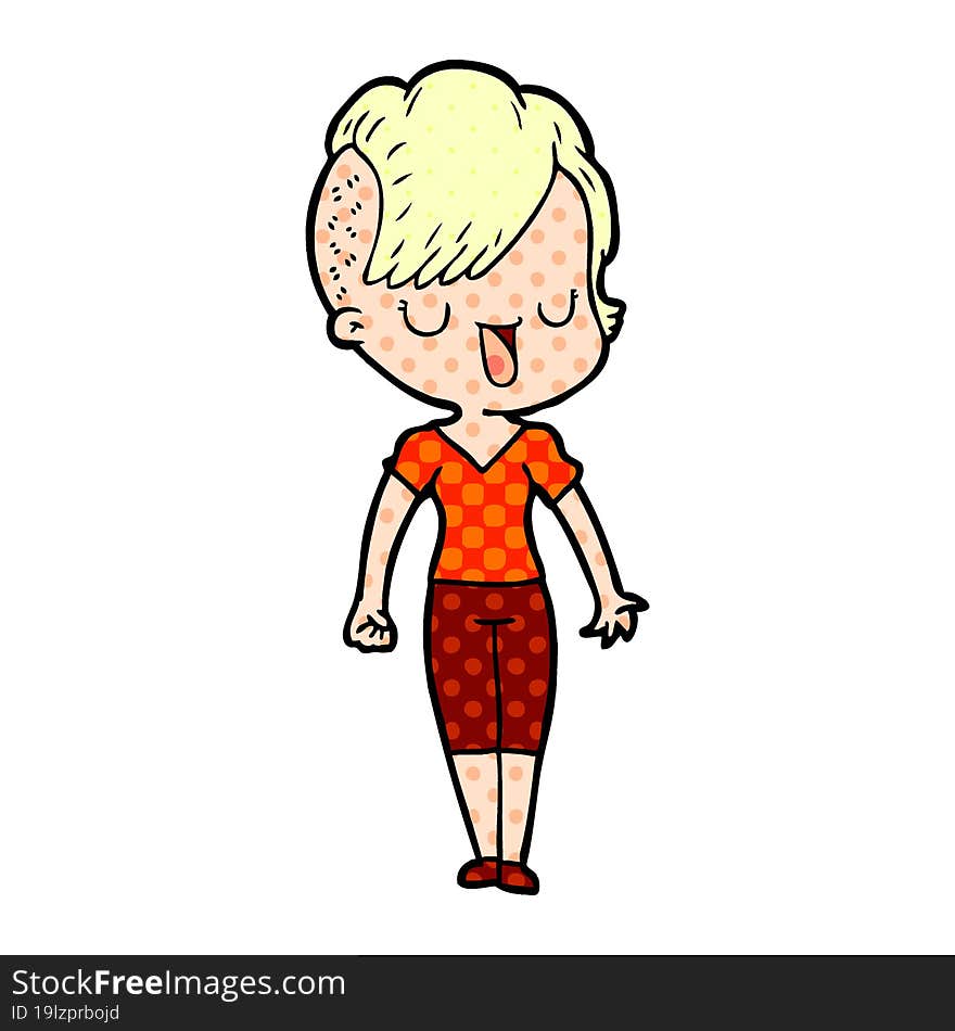 cute cartoon girl with hipster haircut. cute cartoon girl with hipster haircut