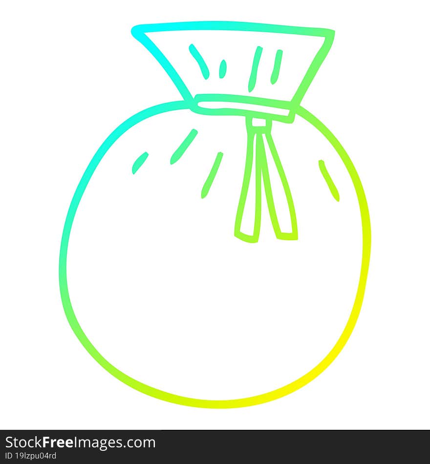 cold gradient line drawing of a cartoon tied sack