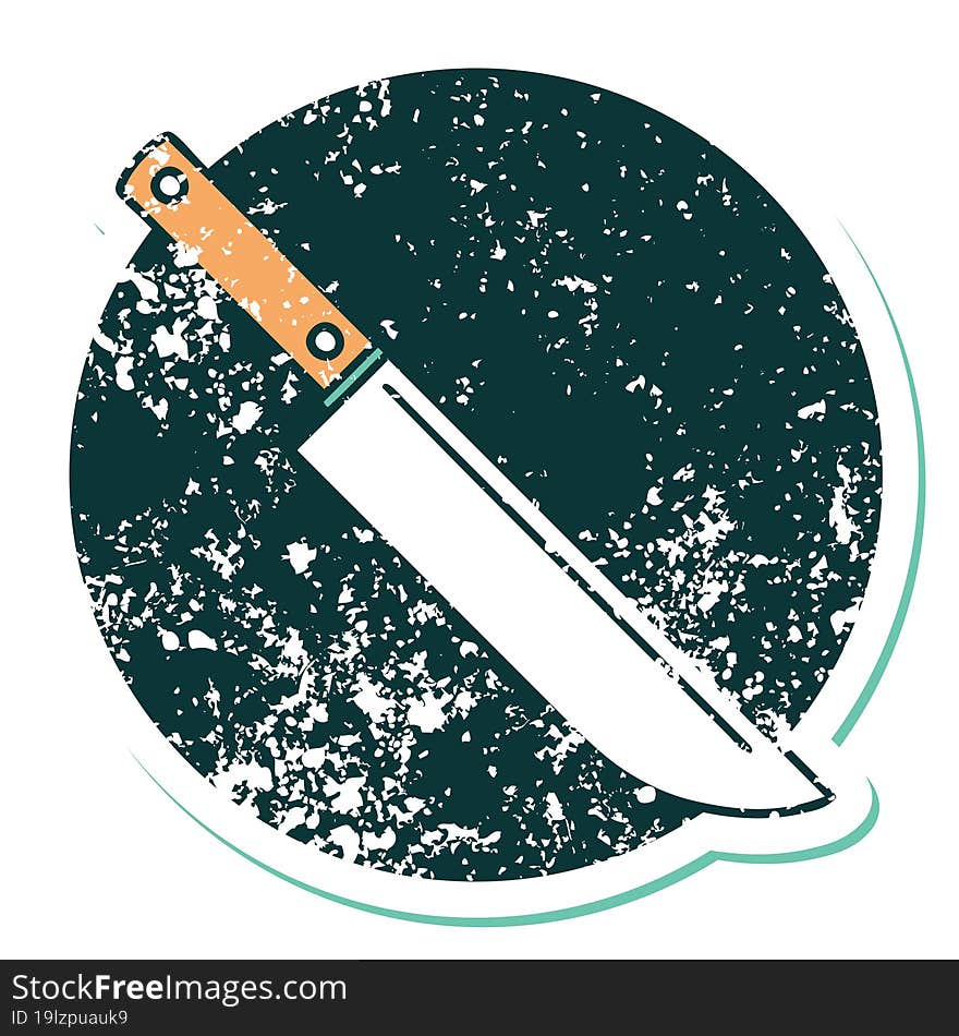 Distressed Sticker Tattoo Style Icon Of Knife