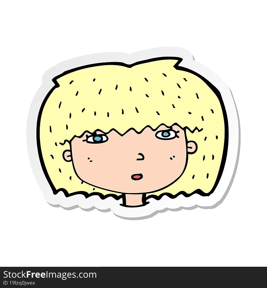 sticker of a cartoon female face