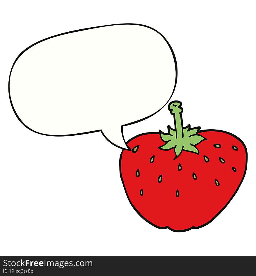 Cartoon Strawberry And Speech Bubble