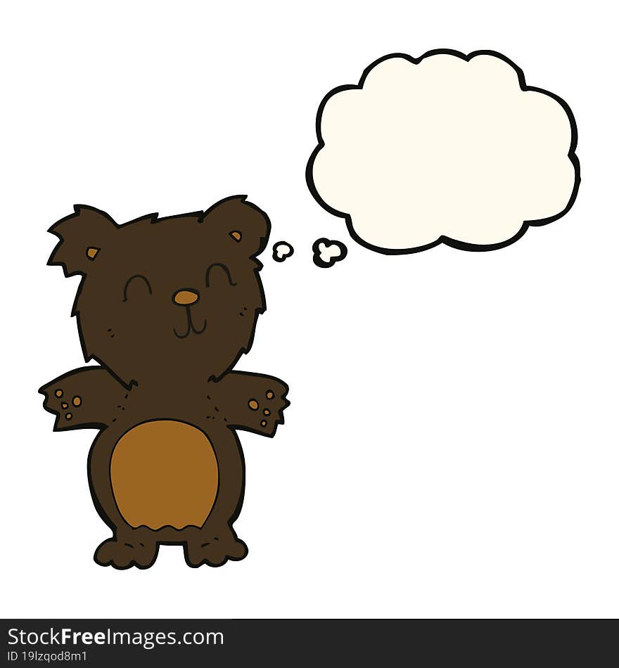 cartoon cute black bear cub with thought bubble