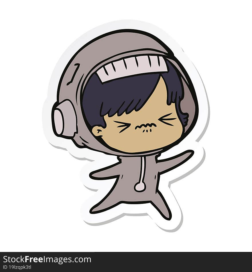 sticker of a angry cartoon space girl