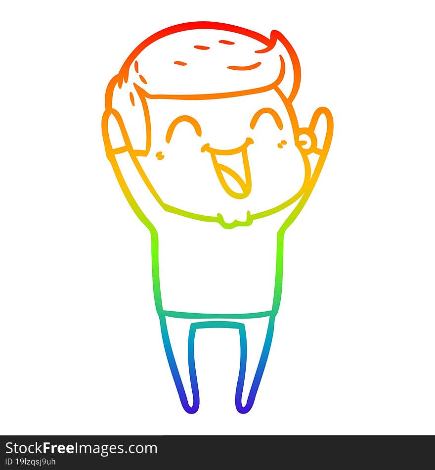 Rainbow Gradient Line Drawing Cartoon Man Laughing