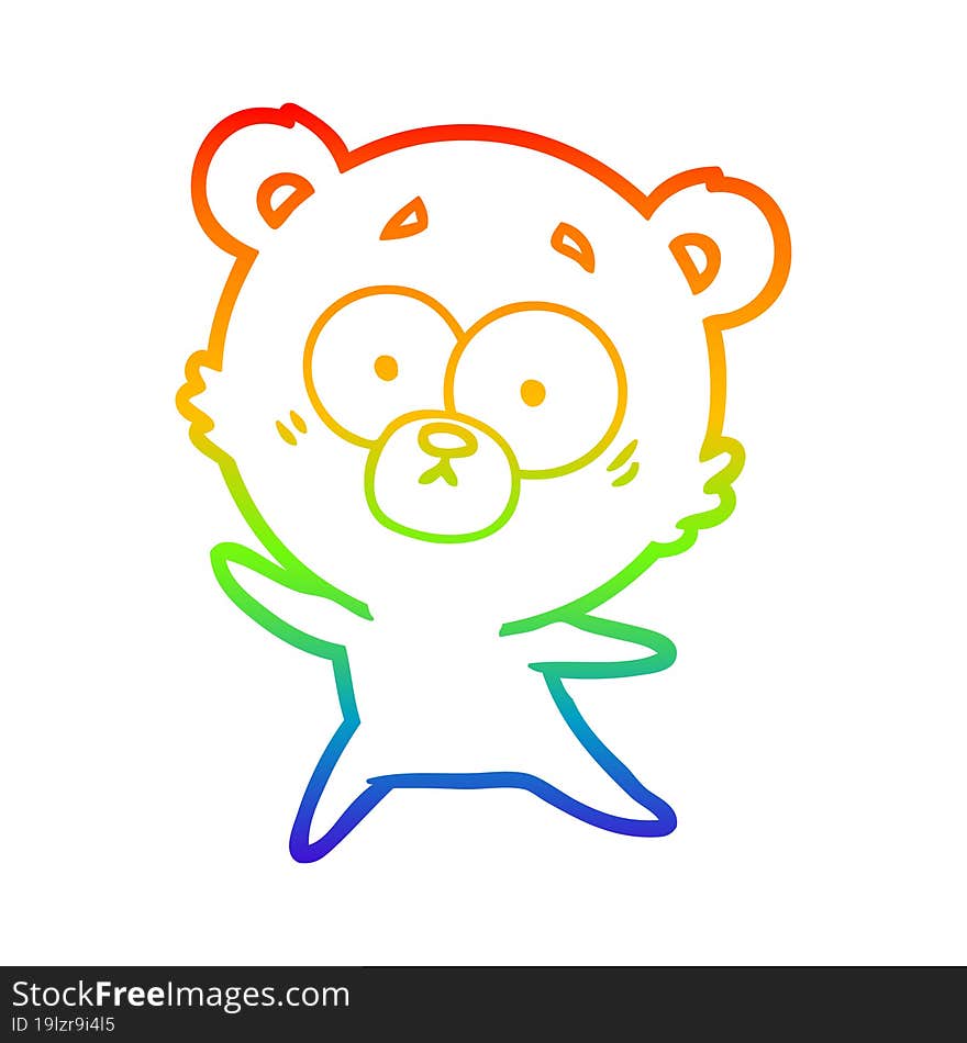 rainbow gradient line drawing anxious bear cartoon