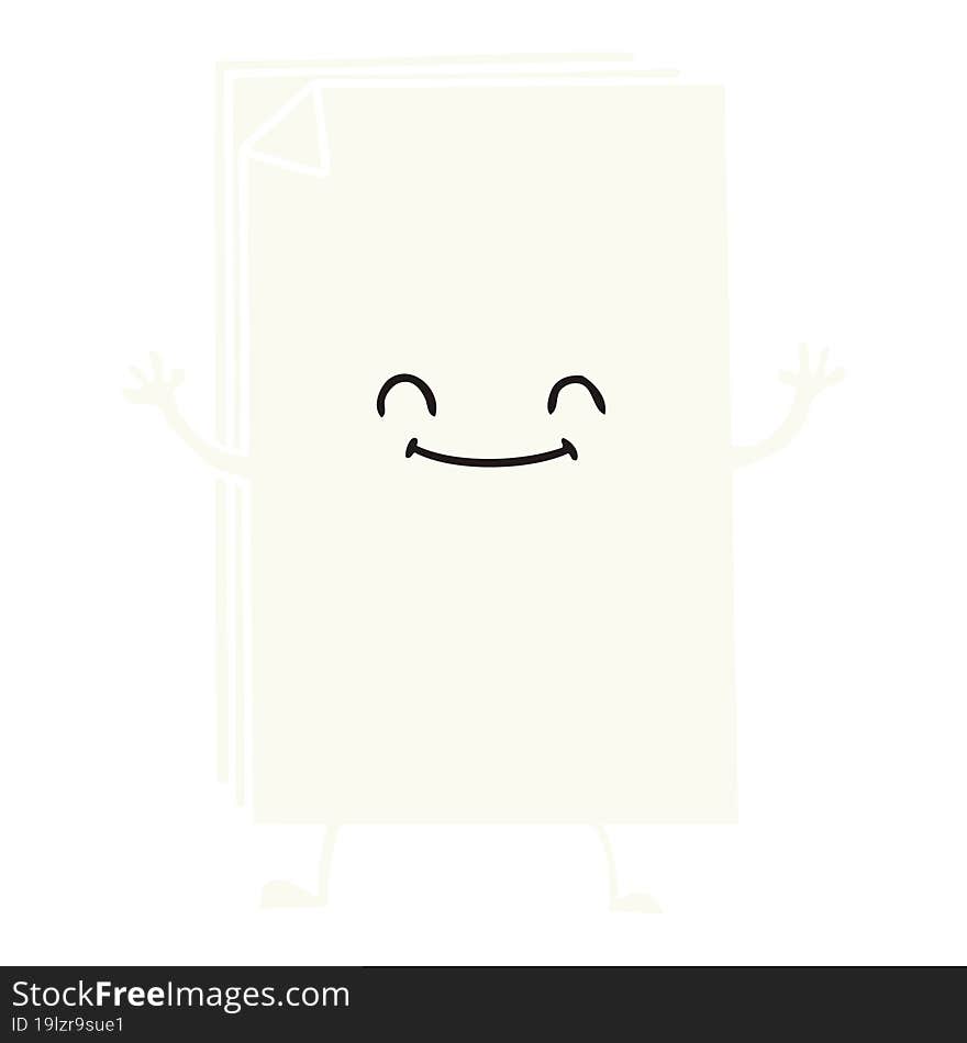 Quirky Hand Drawn Cartoon Happy Stack Of Papers