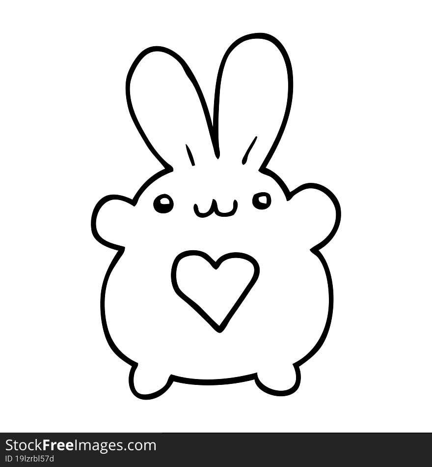 cute cartoon rabbit with love heart