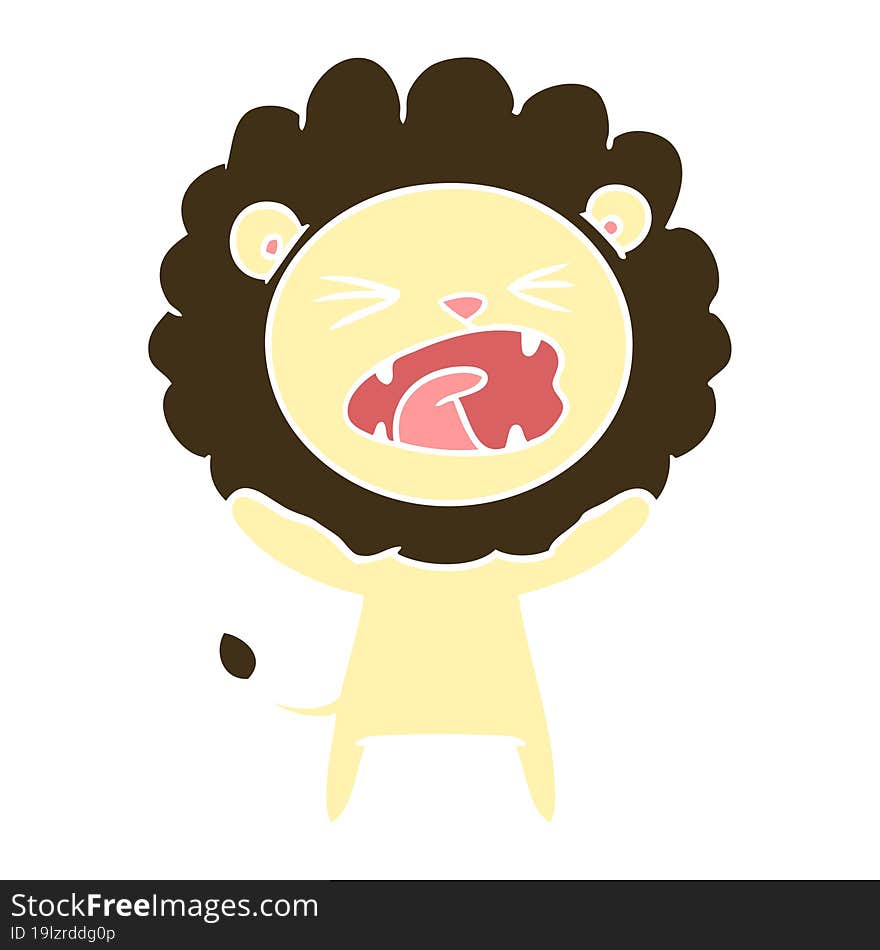 Flat Color Style Cartoon Lion