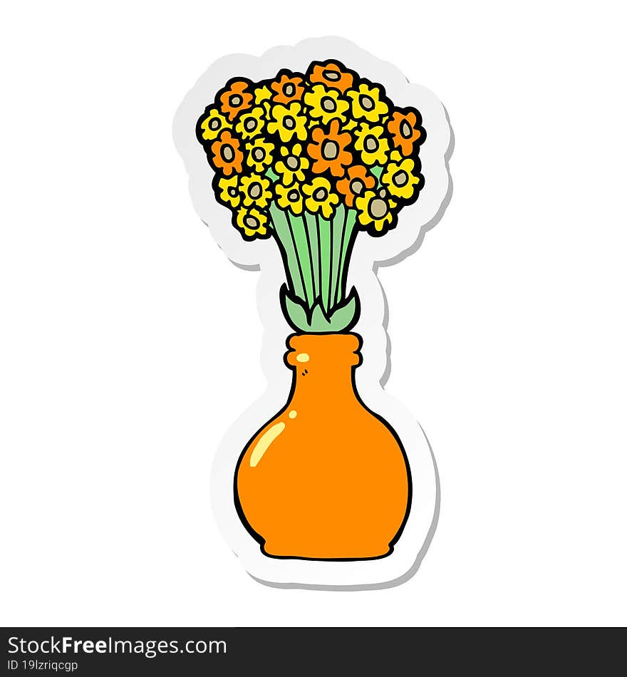 Sticker Of A Cartoon Old Glass Vase