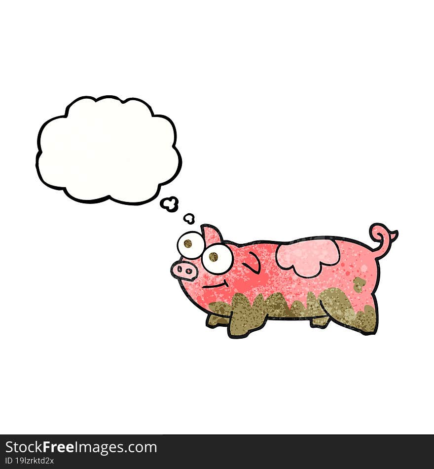 thought bubble textured cartoon pig