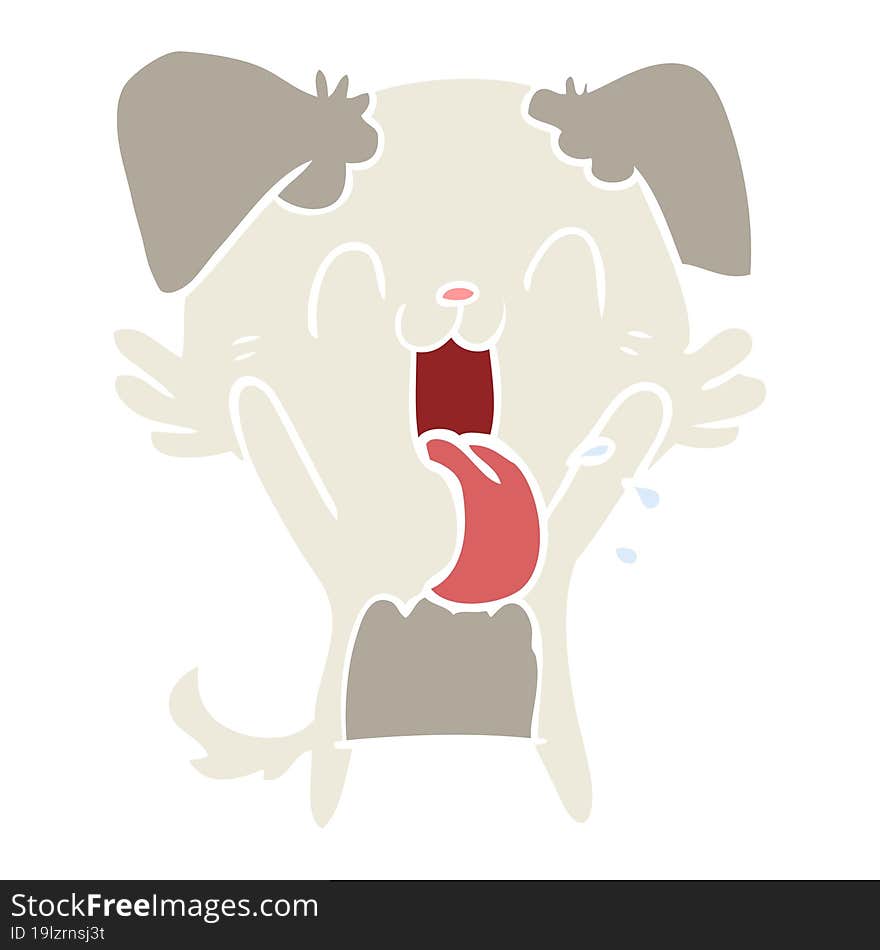 Flat Color Style Cartoon Panting Dog Waving