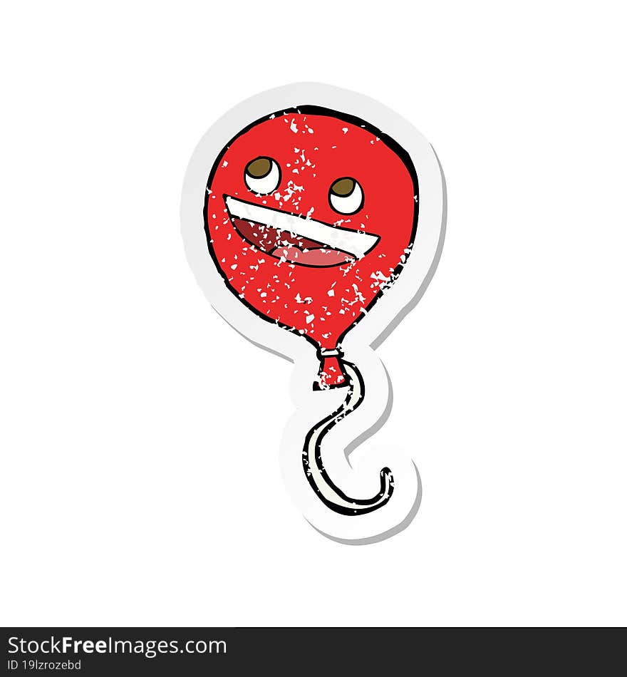 retro distressed sticker of a cartoon balloon with face