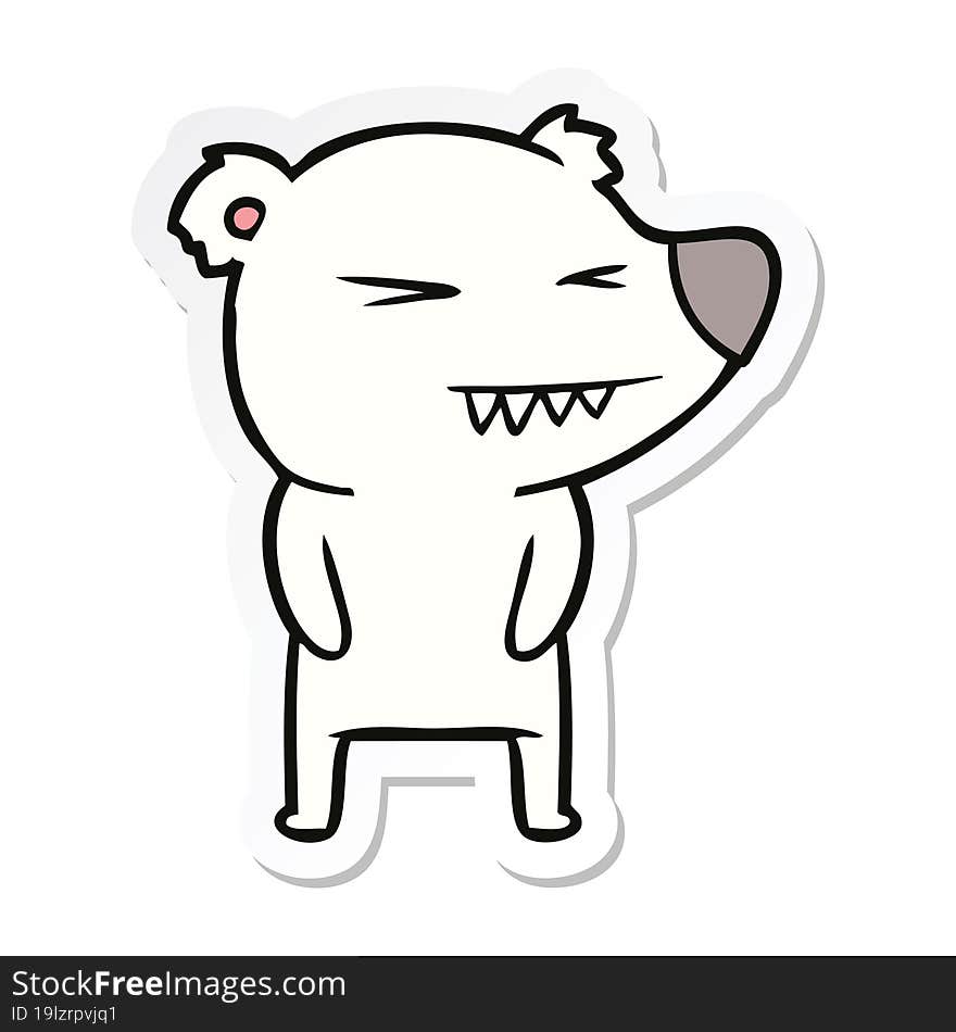 sticker of a angry polar bear cartoon