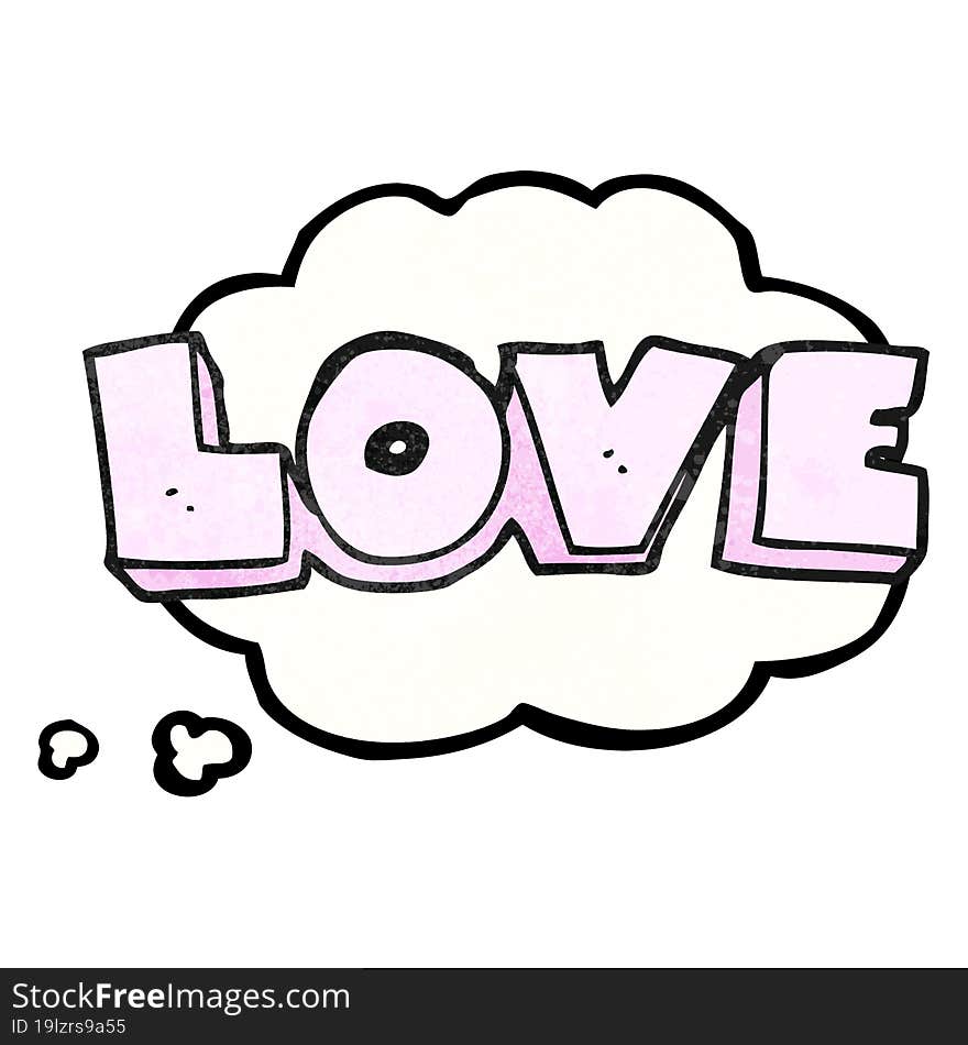 thought bubble textured cartoon word love