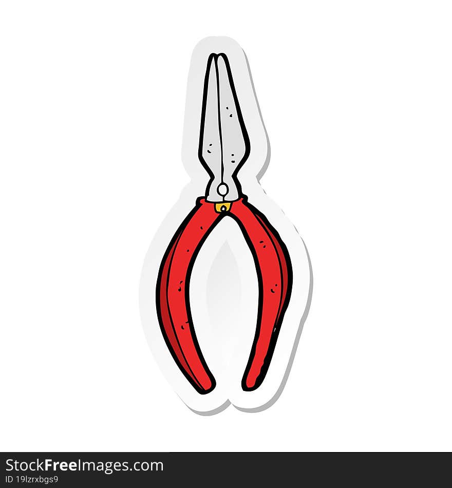 Sticker Of A Cartoon Pliers