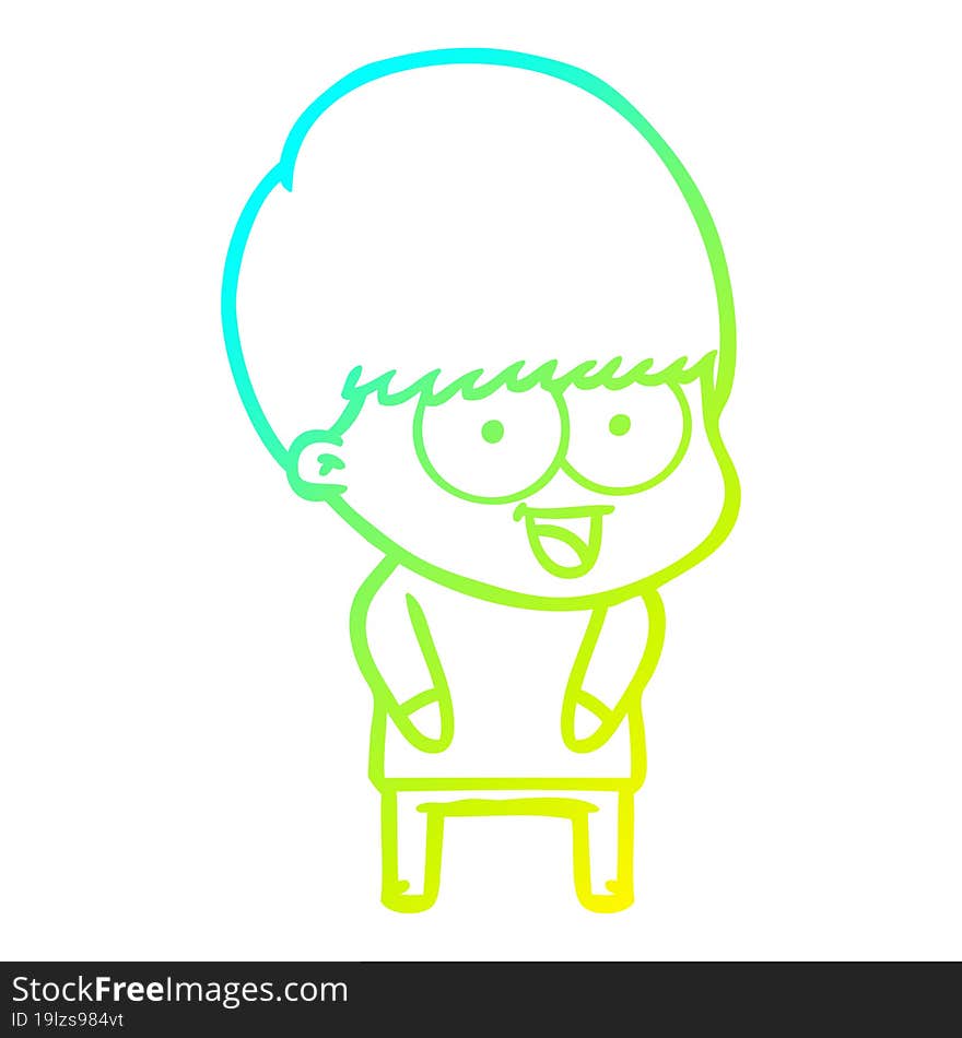 cold gradient line drawing happy cartoon boy