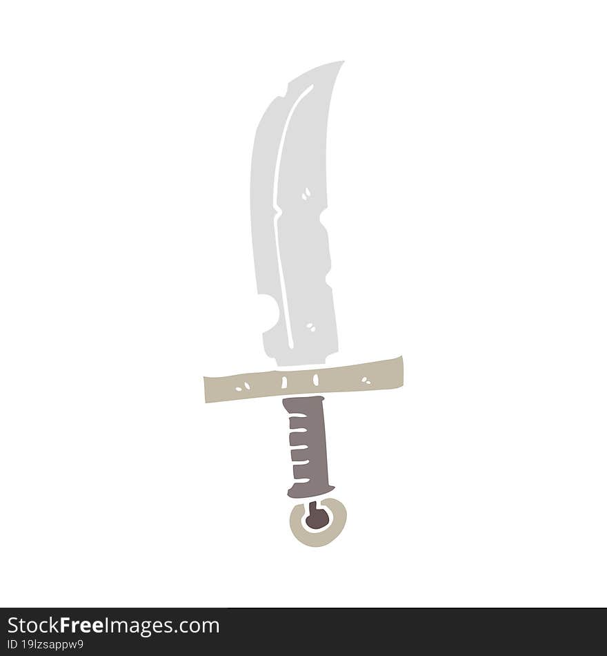 Flat Color Illustration Of A Cartoon Knife