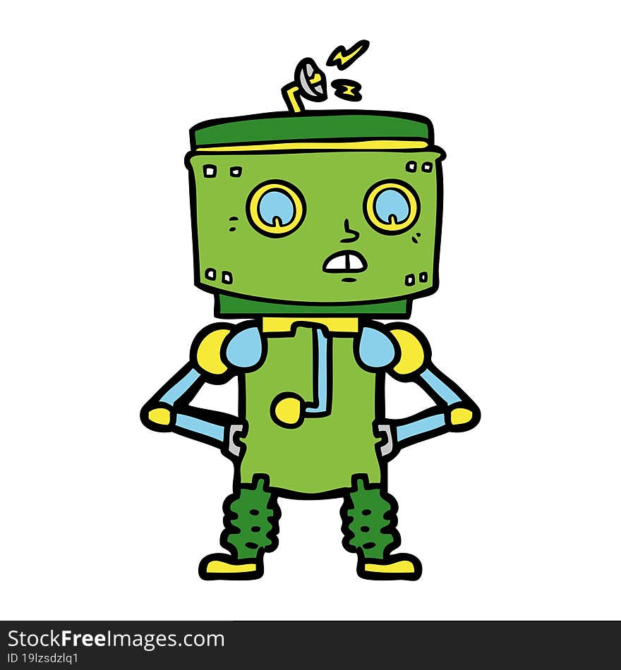 cartoon robot with hands on hips. cartoon robot with hands on hips