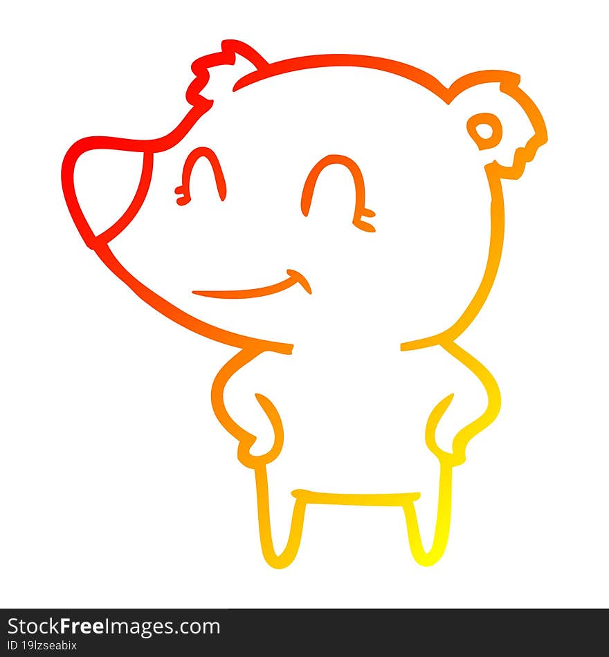 warm gradient line drawing friendly bear with hands on hips