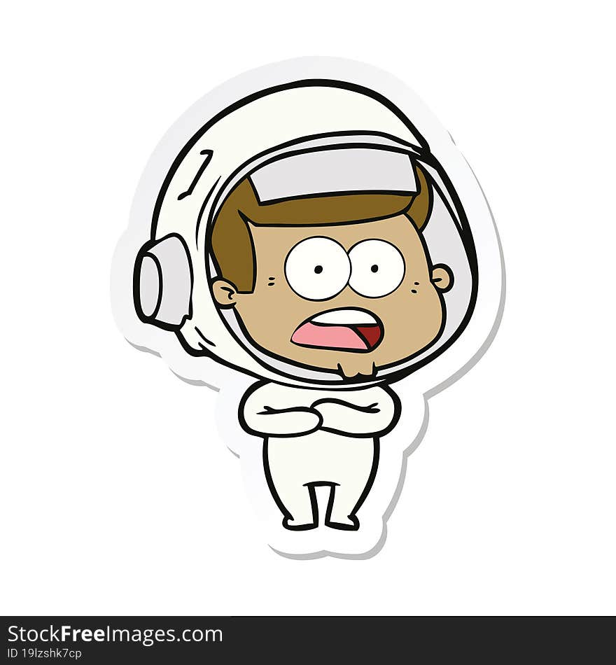 Sticker Of A Cartoon Surprised Astronaut