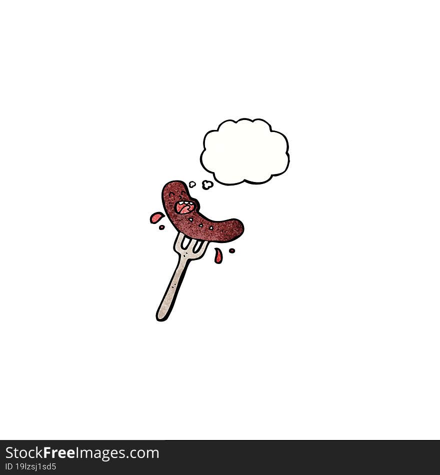 Cartoon Sausage On Fork