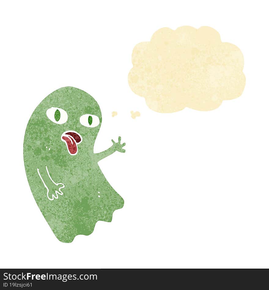 funny cartoon ghost with thought bubble