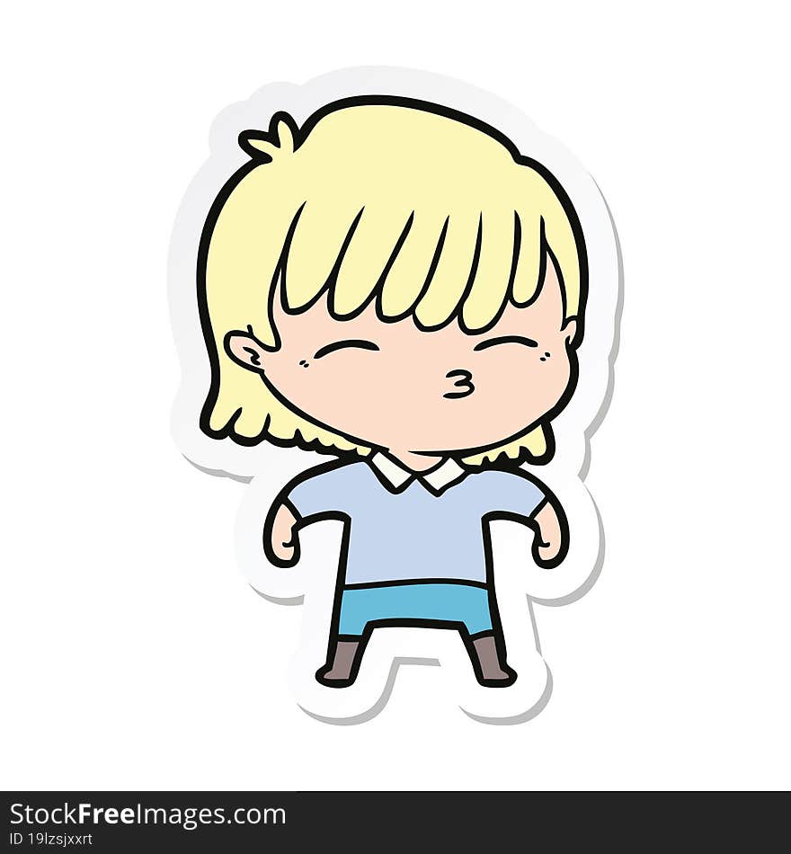 sticker of a cartoon woman