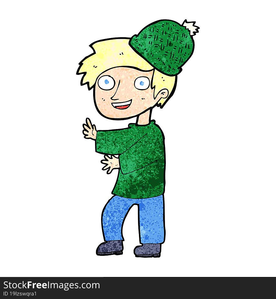 cartoon man wearing winter hat