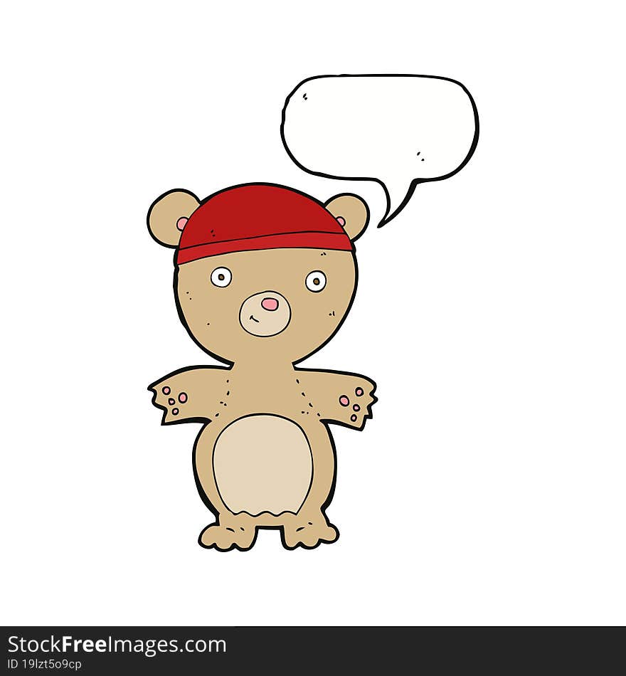 cartoon teddy bear with speech bubble