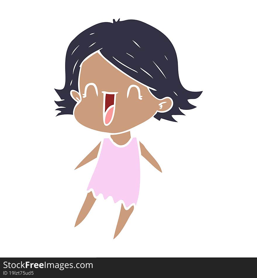 flat color style cartoon happy woman