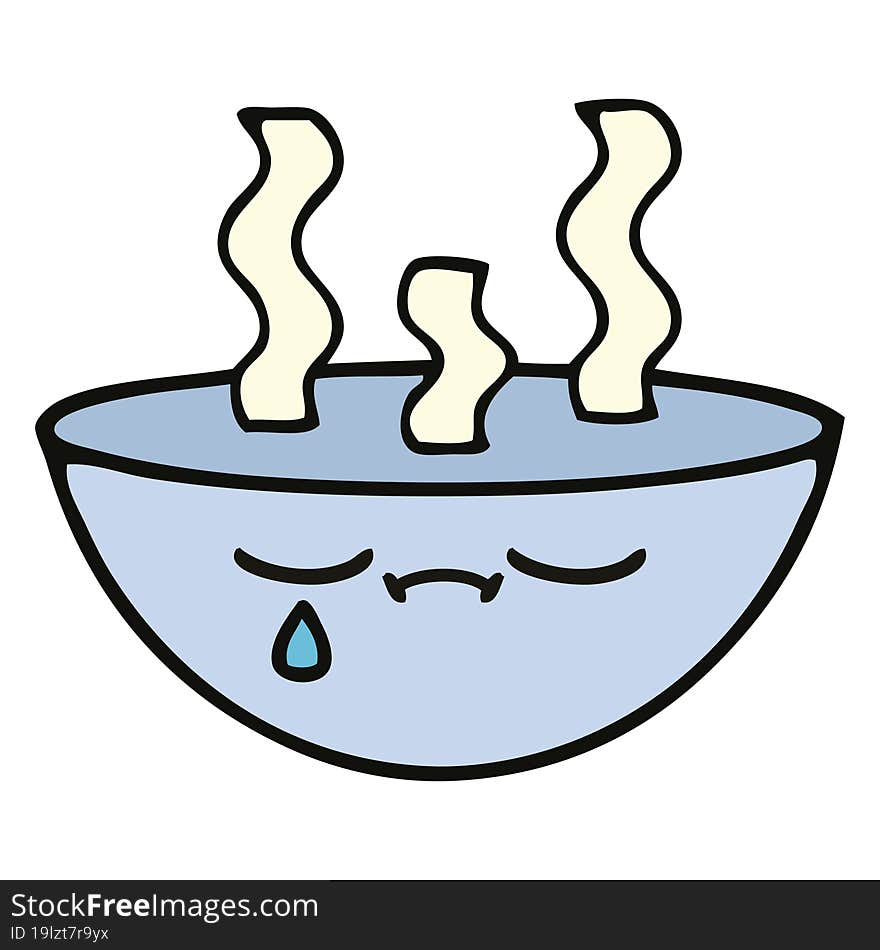 cute cartoon of a bowl of hot soup