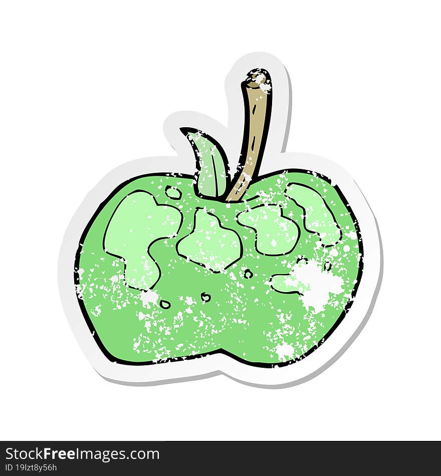 Retro Distressed Sticker Of A Cartoon Apple