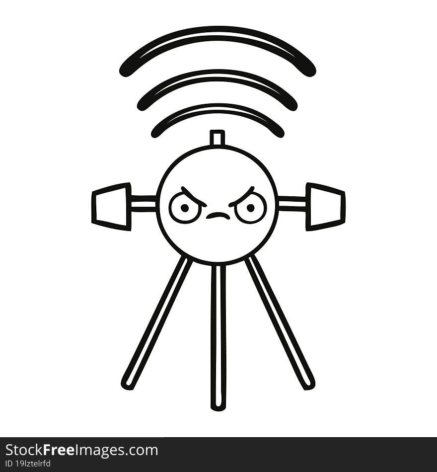 Line Drawing Cartoon Satellite