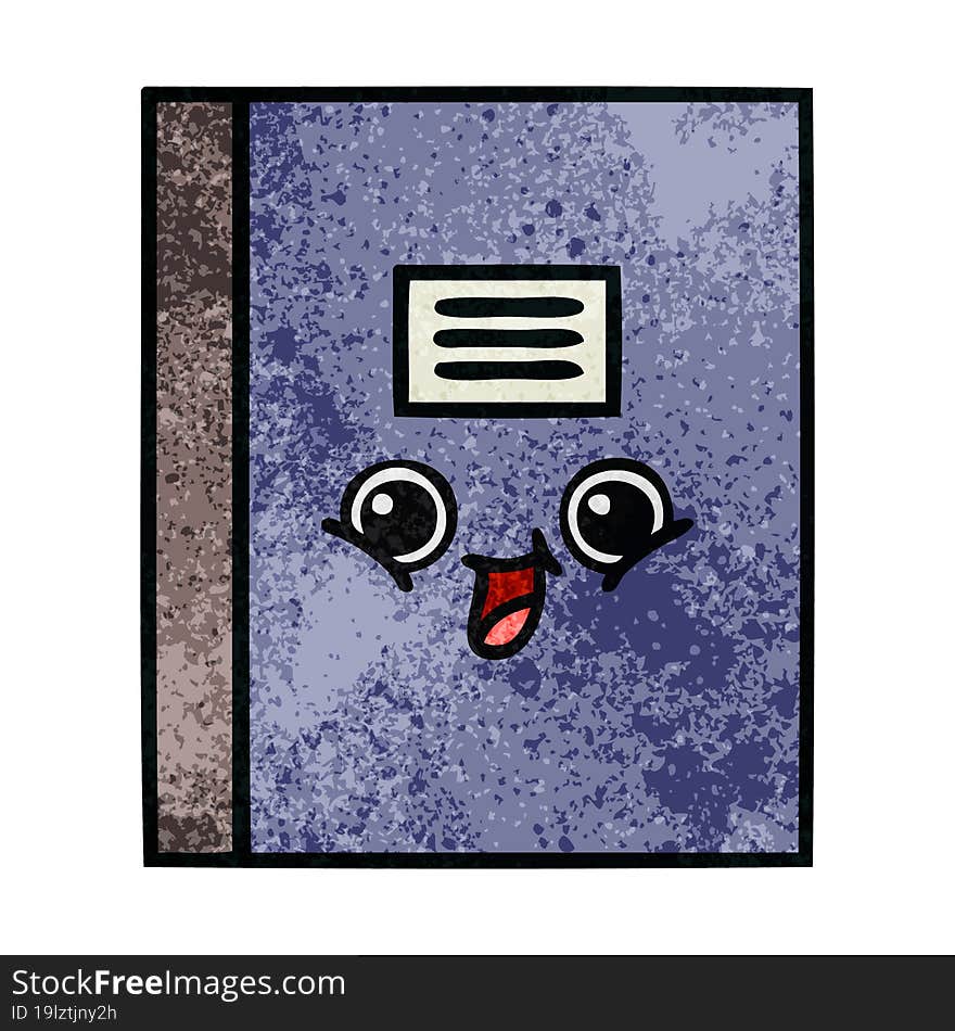 retro grunge texture cartoon of a notebook