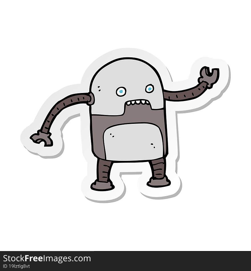 sticker of a funny cartoon robot