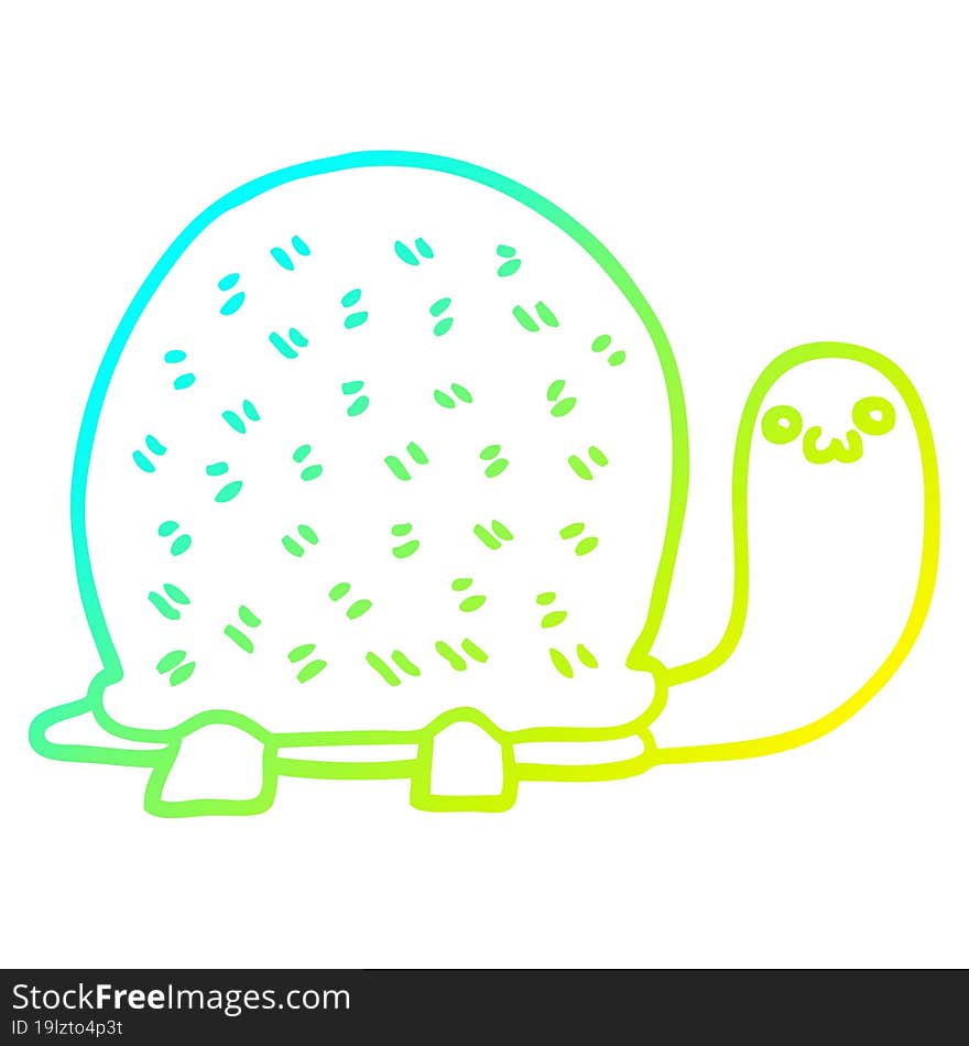 cold gradient line drawing cute cartoon turtle