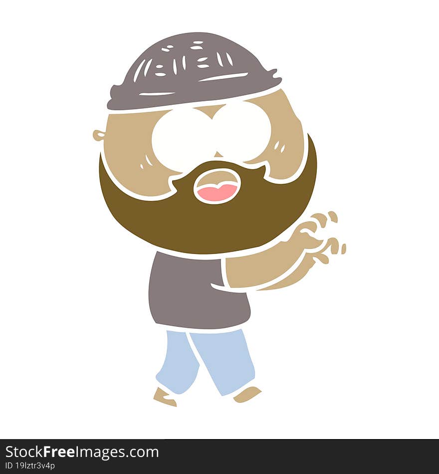 Flat Color Style Cartoon Bearded Man Grasping