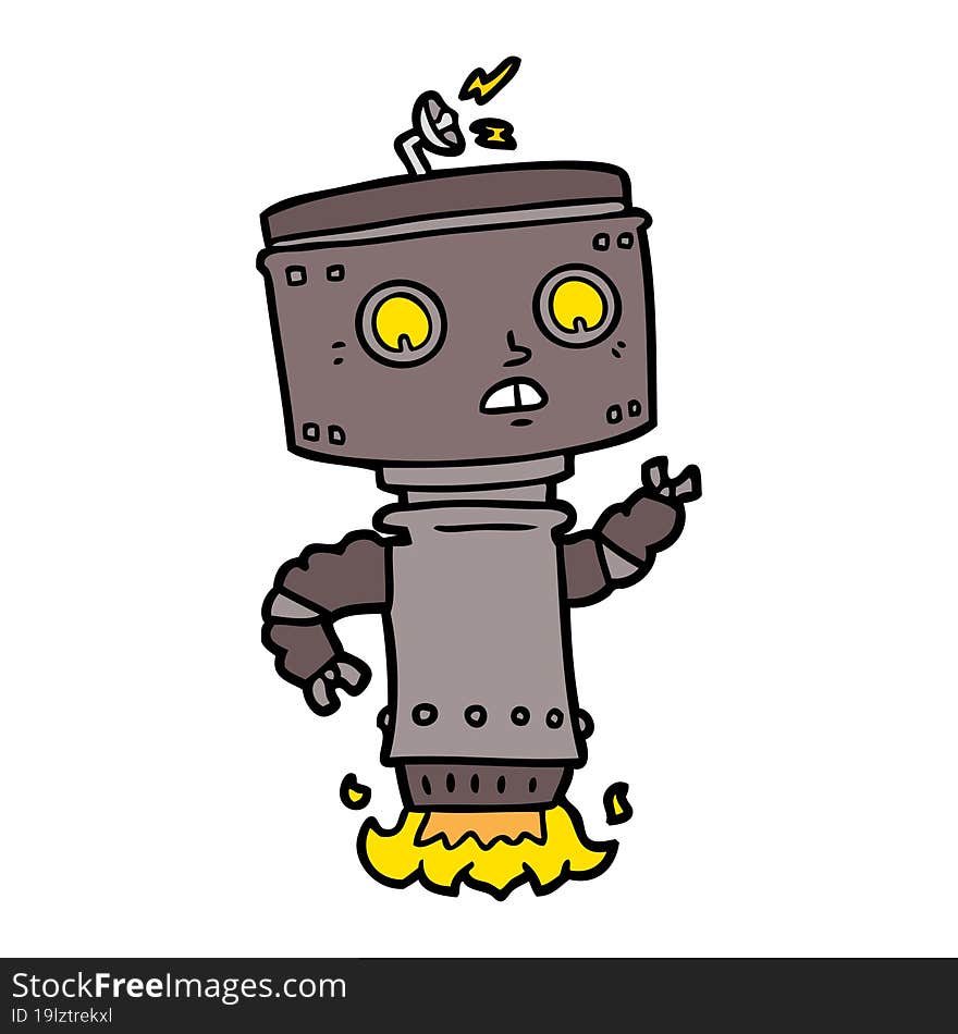 cartoon robot hovering. cartoon robot hovering