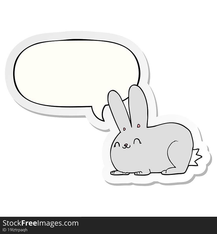 cartoon rabbit with speech bubble sticker. cartoon rabbit with speech bubble sticker