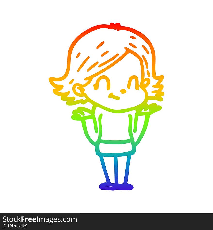 rainbow gradient line drawing cartoon friendly girl