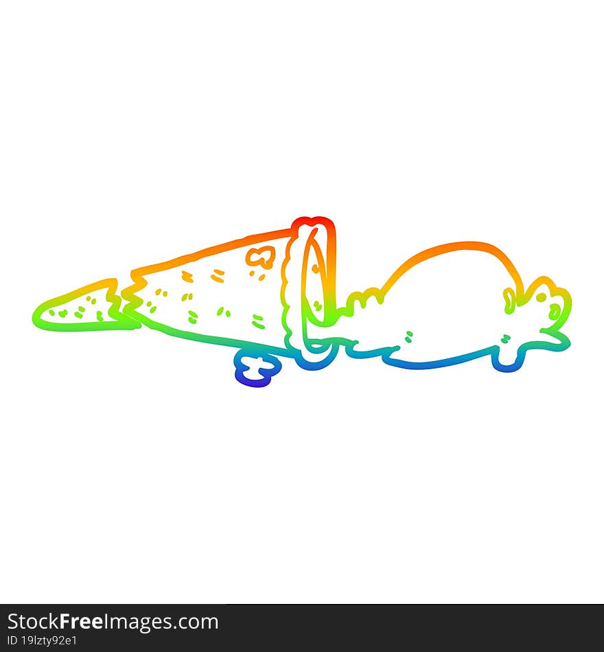 rainbow gradient line drawing cartoon dropped ice cream