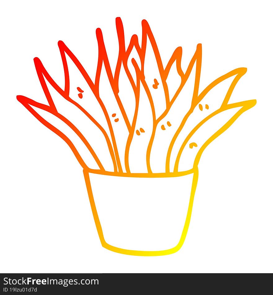 warm gradient line drawing cartoon house plant