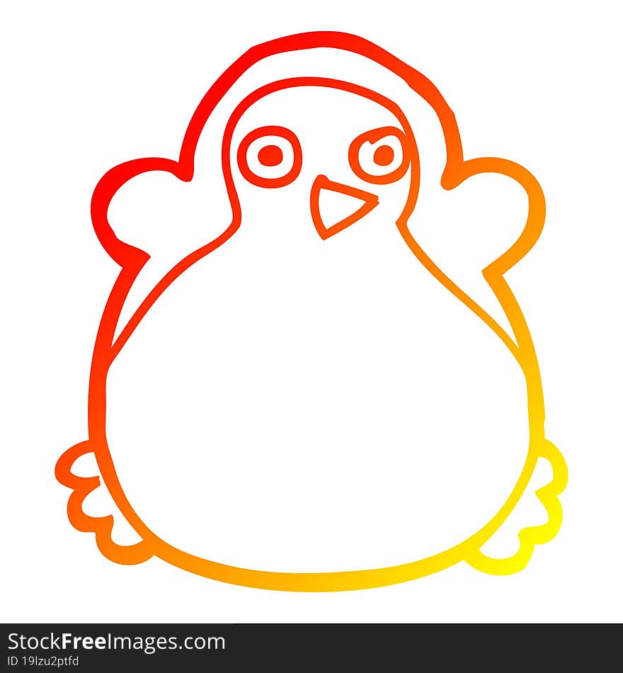 warm gradient line drawing cartoon penguin