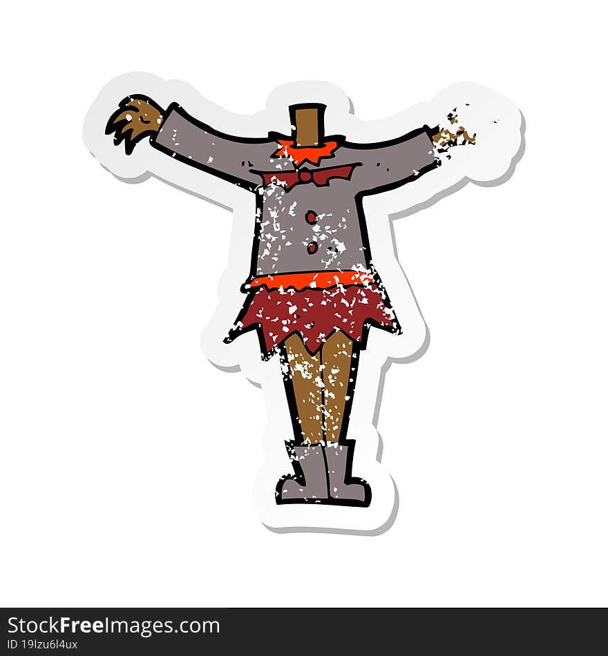 Retro Distressed Sticker Of A Cartoon Female Vampire Body