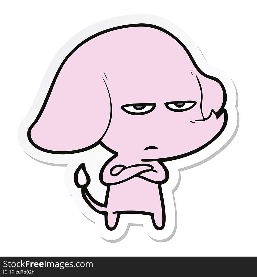 sticker of a annoyed cartoon elephant