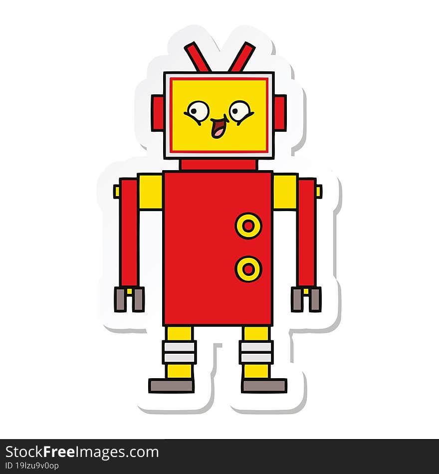 Sticker Of A Cute Cartoon Robot